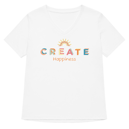 Women’s relaxed V-neck t-shirt, create happiness